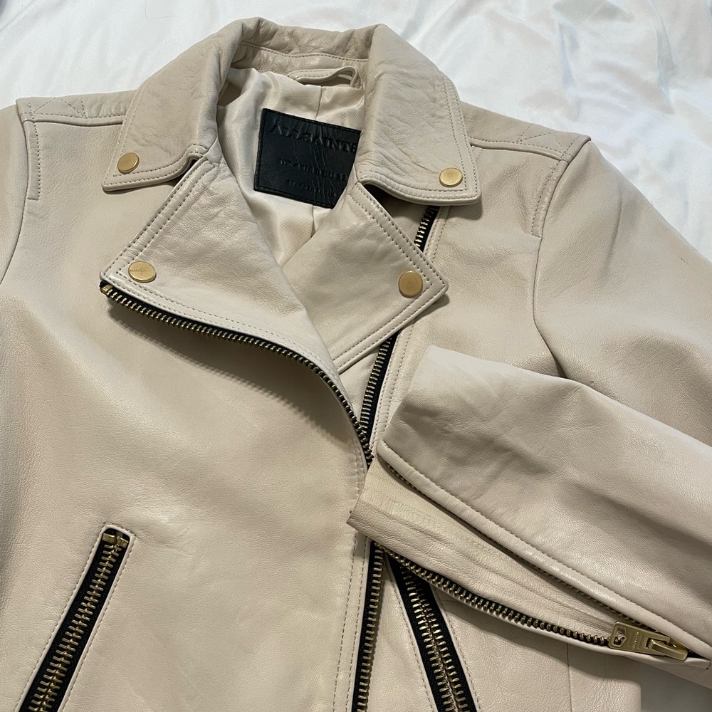 All Saints Dalby Leather Jacket size 0 - Picture 5 of 7